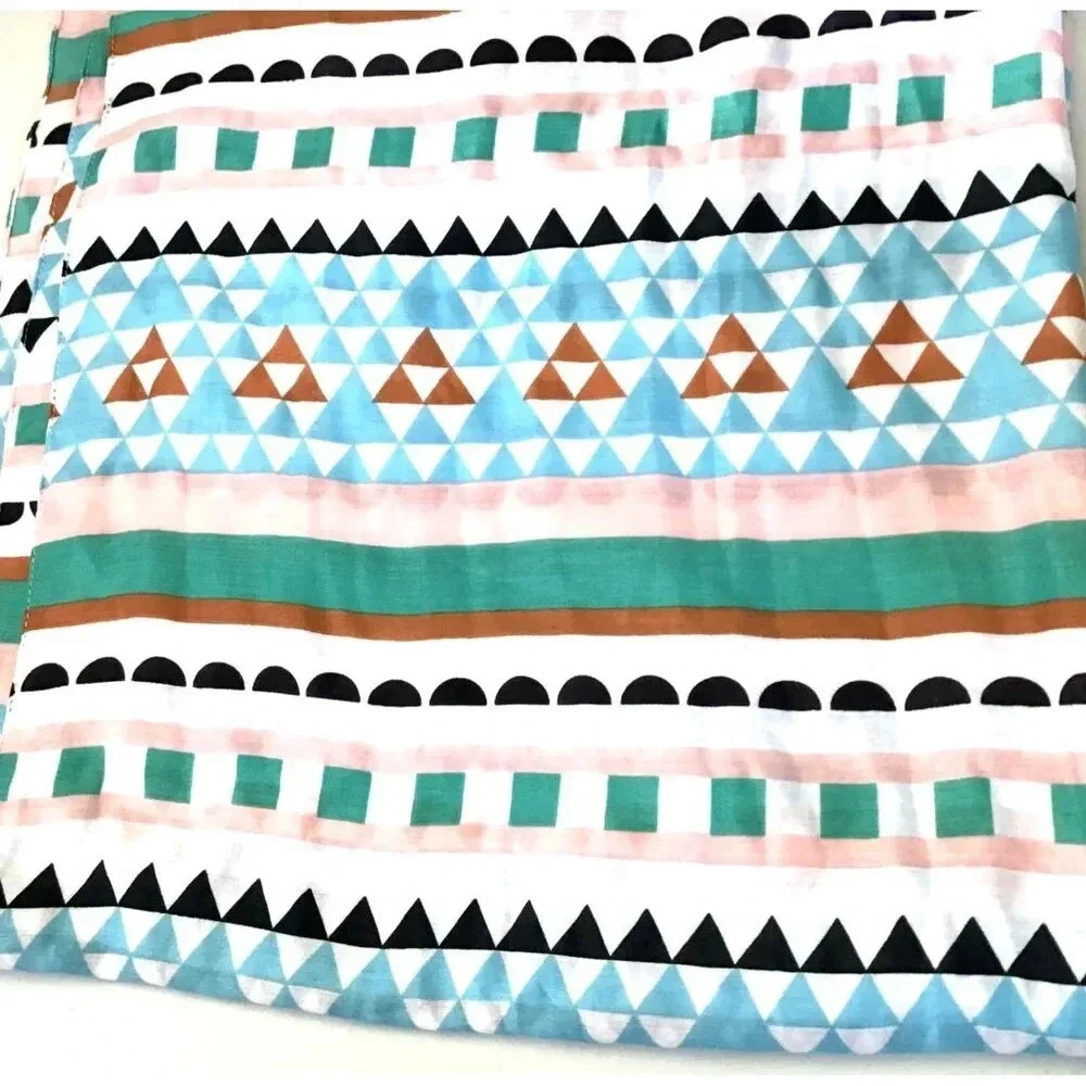 Large Western Scarf Aztec Geometric Printed Village Rectangle Pastels Dupatta - Picture 5 of 10